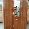 Coiffeuse bois marron 1 miroir 2 tiroirs avec tabouret thumb 1