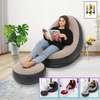 Fauteuil relax bleu marine avec pouf ergonomique thumb 1