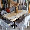 Ensemble Table à manger 6 chaises marbre blanc doré thumb 0