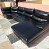 Canapé d'angle cuir noir 7 places design moderne thumb 0
