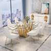 Table design bois massif verre noir + 4 chaises cuir thumb 3