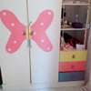 Lit et armoire enfant blanc rose  avec tiroirs intégrés thumb 1