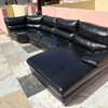 Canapé d'angle cuir noir 7 places design moderne thumb 1