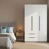 Armoire blanche 3 portes 2 tiroirs design moderne thumb 0