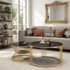 Table basse marbre blanc et bois doré design élégant thumb 9