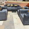 Ensemble canapé 3 places + 2 fauteuils velours gris thumb 2