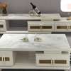 Ensemble Meuble TV et table basse effet marbre blanc thumb 0