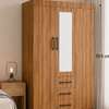 Armoire 2 portes miroir bois noyer 3 tiroirs compacte thumb 2
