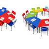 Table trapézoïdale avec 2 chaises semi-métalliques thumb 2