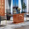 Table design bois massif verre noir + 4 chaises cuir thumb 5