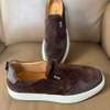 BOSS Slip-on daim marron foncé semelle blanche thumb 3