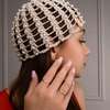 Bonnet crochet bleu clair perlé taille unique thumb 3
