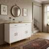 Buffet moderne blanc gris 5 portes LED intégré thumb 2