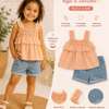 ensemble estival fille 2-6 ans haut pêche short denim thumb 0