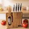 Set couteaux acier inox bloc bois naturel 5 pièces thumb 0