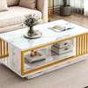 Table basse marbre et métal doré double plateau thumb 0