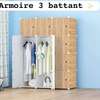 Armoire 3 battants blanche avec range chaussures intégré thumb 2