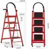 Escabeau pliable 4 marches rouge 160 cm stable thumb 2
