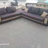 Canapé d'angle marron foncé 6 Places tissu durable thumb 2