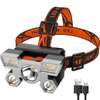 Lampe frontale LED rechargeable USB noire orange thumb 0
