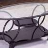 Table basse ovale verre trempé métal noir design thumb 0