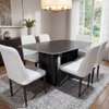 TABLE A MANGER 6 PLACES 160X90 BLANC GRIS A thumb 1