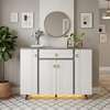Buffet moderne blanc gris 5 portes LED intégré thumb 0