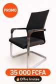 Fauteuil bureau design métal chromé tissu noir
