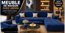 Canapé d'angle bleu profond confort premium