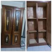 Armoire bois massif vintage 2 portes marron doré