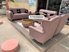 Salon Semi Cuir Rose 7 Places