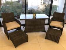 Mobilier de jardin de 5 morceaux en résine tressée marron