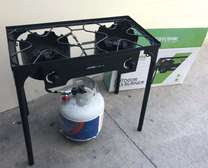 Cuisinière à double brûleur en fonte pour cuisine extérieur