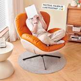 Fauteuil italien pivotant cuir orange beige