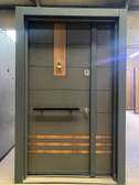 Porte d'entrée acier gris anthracite bois sécurisée