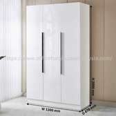 Armoire blanche 3 portes 120x47x200 cm design épuré