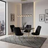 Ensemble table et 4 chaises noir et doré moderne