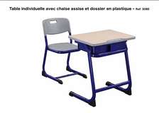Table individuelle avec chaise  et dossier en plastique