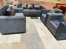 Ensemble canapé 3 places + 2 fauteuils velours gris