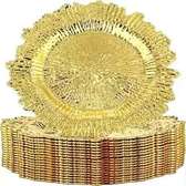 Assiette de Présentation Plastique Doré 33 cm