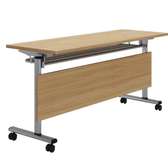 Bureau pliant roulettes bois clair structure métal