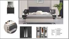 CHAMBRE A COUCHER 6BATTANTS 4PIECES GRIS BLANC VISTAS