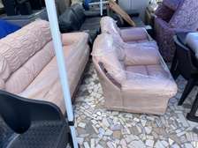 Ensemble canapé cuir 3 places + 2 fauteuils beige