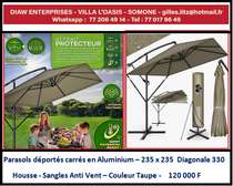 Parasol déporté carré aluminium 235x235 cm taupe