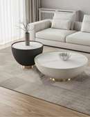 TABLE BASSE RONDE EN DUO NOIR BLANC TB043