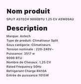 SPLIT ASTECH 9000BTU 1.25 CVA+++