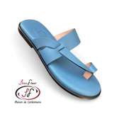 Chaussure homme sandale en cuir bleu ciel