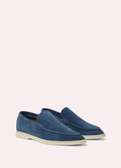 Mocassins cuir bleu souple semelle blanche confort