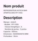 FRIGO BAR 2 PORTES ASTECH