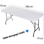 Table pliante 180x70 cm blanc pieds métal pliables
